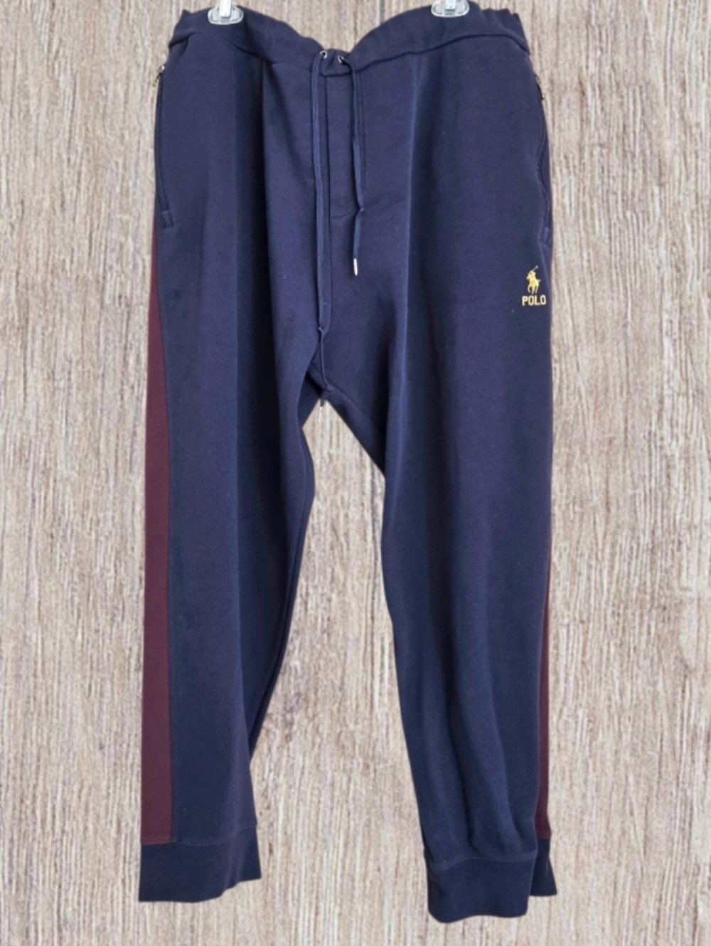 Polo Ralph Lauren Joggers Blue & Burgundy Zip Pockets Sz 3XB Athletic Activewear